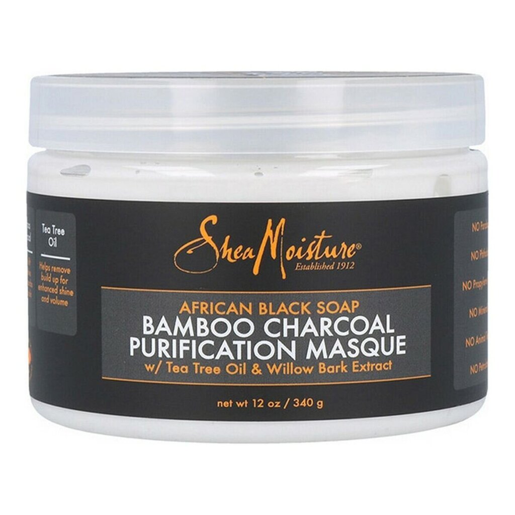 Mitrinoša matu maska bojātiem matiem Shea Moisture African Black Soap Bamboo Charcoal, 340 g cena un informācija | Matu uzlabošanai | 220.lv