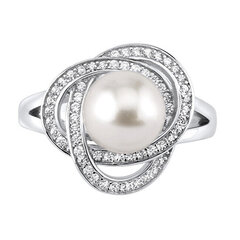 Sudraba gredzens ar īstu dabīgu baltu pērli LPS0044W Silvego Laguna cena un informācija | Gredzeni | 220.lv
