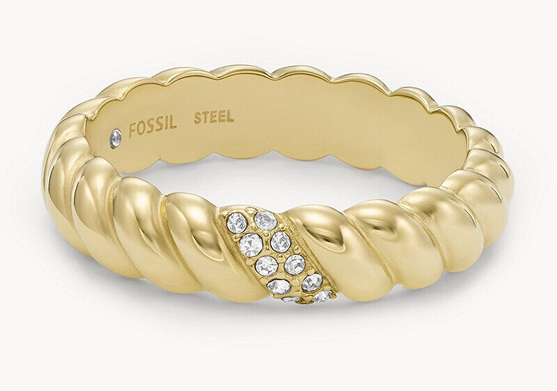 Zeltīts gredzens ar kristāliem Vintage Twist JF04171710 Fossil cena un informācija | Gredzeni | 220.lv
