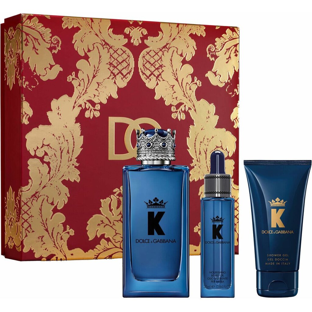 Komplekts Dolce & Gabbana King vīriešiem: dušas želeja, 50 ml+ bārdas eļļa,25 ml + parfimērijas ūdens, 100 ml цена и информация | Vīriešu smaržas | 220.lv
