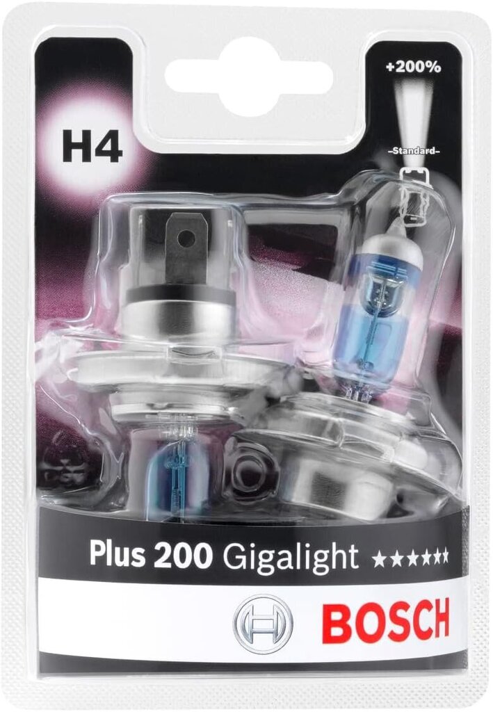 Bosch 12V H4 Plus 200 Gigalight, 2 gab. komplekts цена и информация | Auto spuldzes | 220.lv