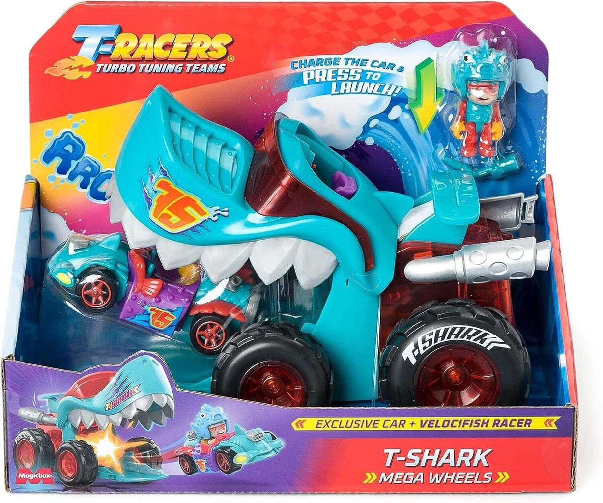 Rotaļu auto komplekts MagicBox T-Racers T-Shark Mega Wheels cena un informācija | Rotaļlietas zēniem | 220.lv