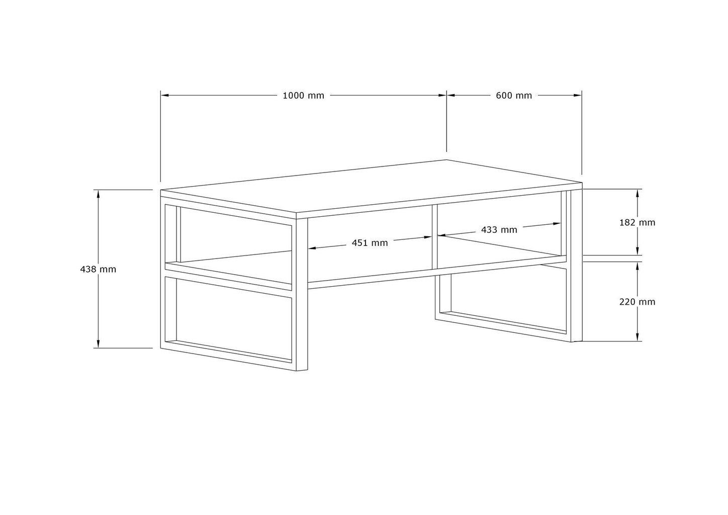 Kafijas galdiņš, Asir, 100x60x44 cm, pelēks cena un informācija | Žurnālgaldiņi | 220.lv