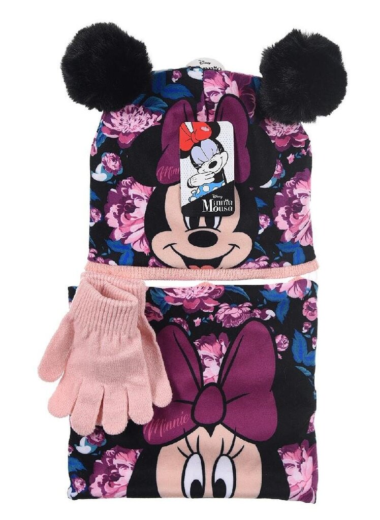 Cepuru, cimdu un šalles komplekts meitenēm Minnie Mouse cena un informācija | Cepures, cimdi, šalles meitenēm | 220.lv