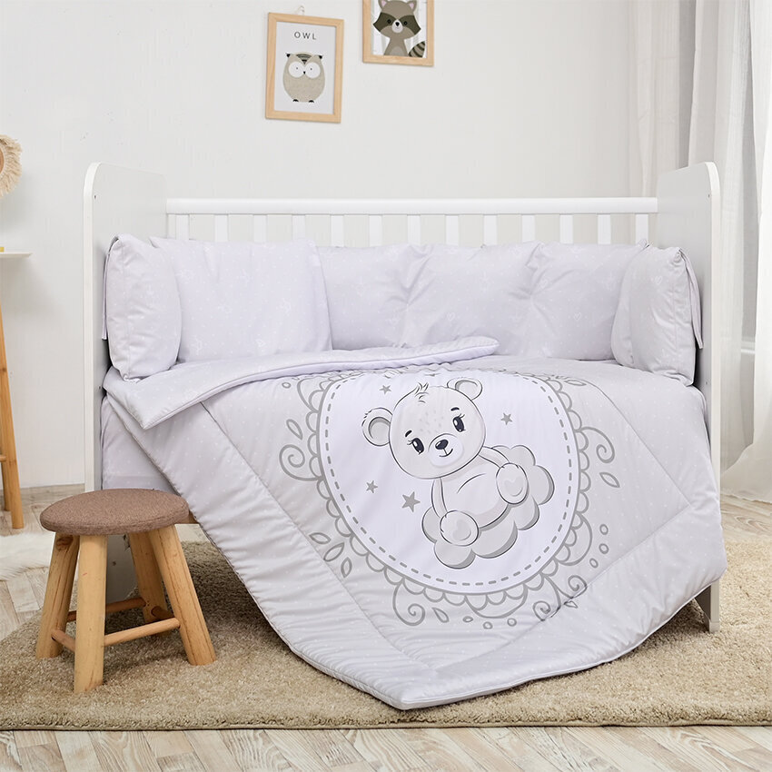 Lorelli bērnu gultasveļas komplekts Lily Little Bear Grey, 60x120 cm, 7 gab. cena un informācija | Bērnu gultas veļa | 220.lv