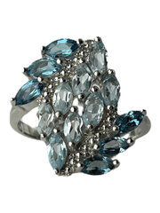 Серебряное кольцо с лондонскими топазами и цирконами цена и информация | Кольца | 220.lv