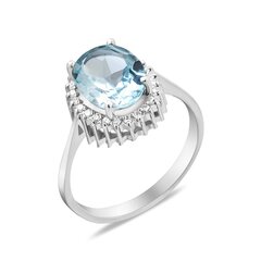 Серебряное кольцо с Sky топазами и цирконами цена и информация | Кольца | 220.lv
