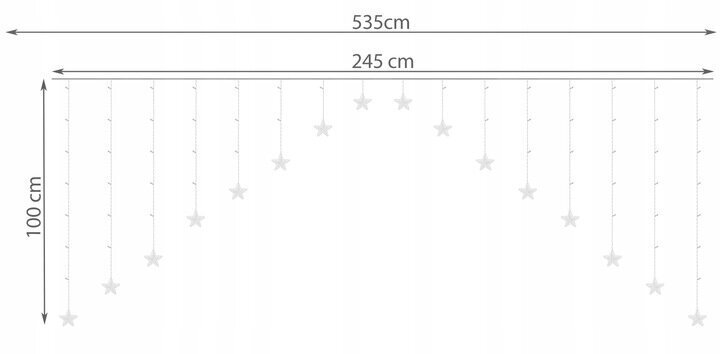Ziemassvētku virtene, 136 Led, 5,35 m cena un informācija | Ziemassvētku lampiņas, LED virtenes | 220.lv