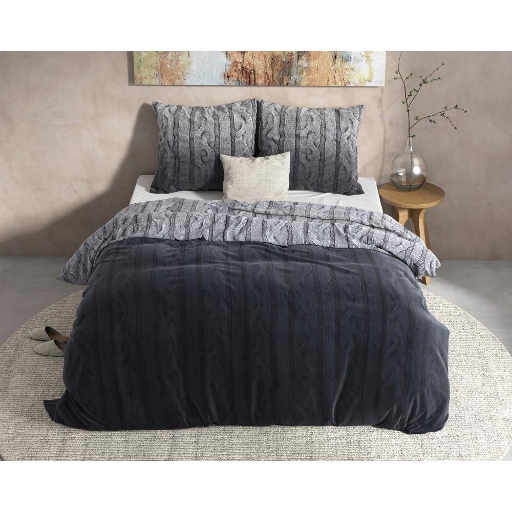 Flaneļa gultas veļas komplekts Dante, 140x220cm, tumši pelēks cena un informācija | Gultas veļas komplekti | 220.lv
