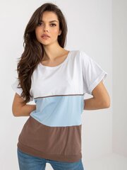 T-krekls sievietēm RV-BZ-8712.30X, balts/zils/brūns cena un informācija | T-krekli sievietēm | 220.lv