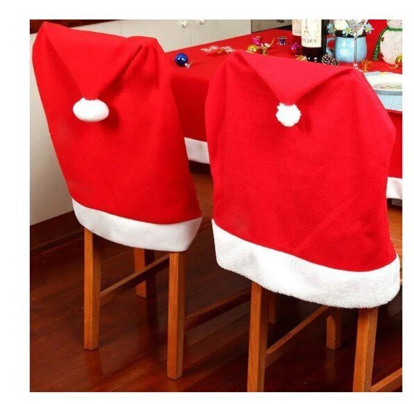 Krēsla pārvalks - Ziemassvētku cepure, 2 gab. cena un informācija | Ziemassvētku dekorācijas | 220.lv