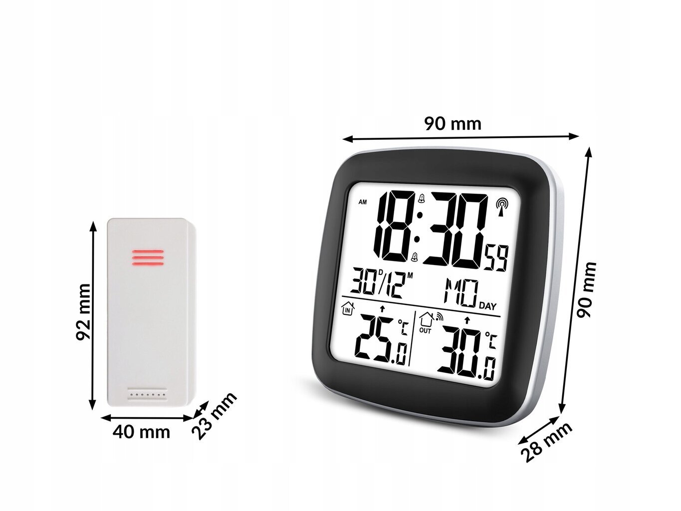 Berdsen bezvadu gaisa termometrs ar pulksteni cena un informācija | Meteostacijas, āra termometri | 220.lv