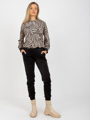 бежево-черный велюровый комплект со свитшотом под зебру rue paris цена и информация | Спортивная одежда для женщин | 220.lv