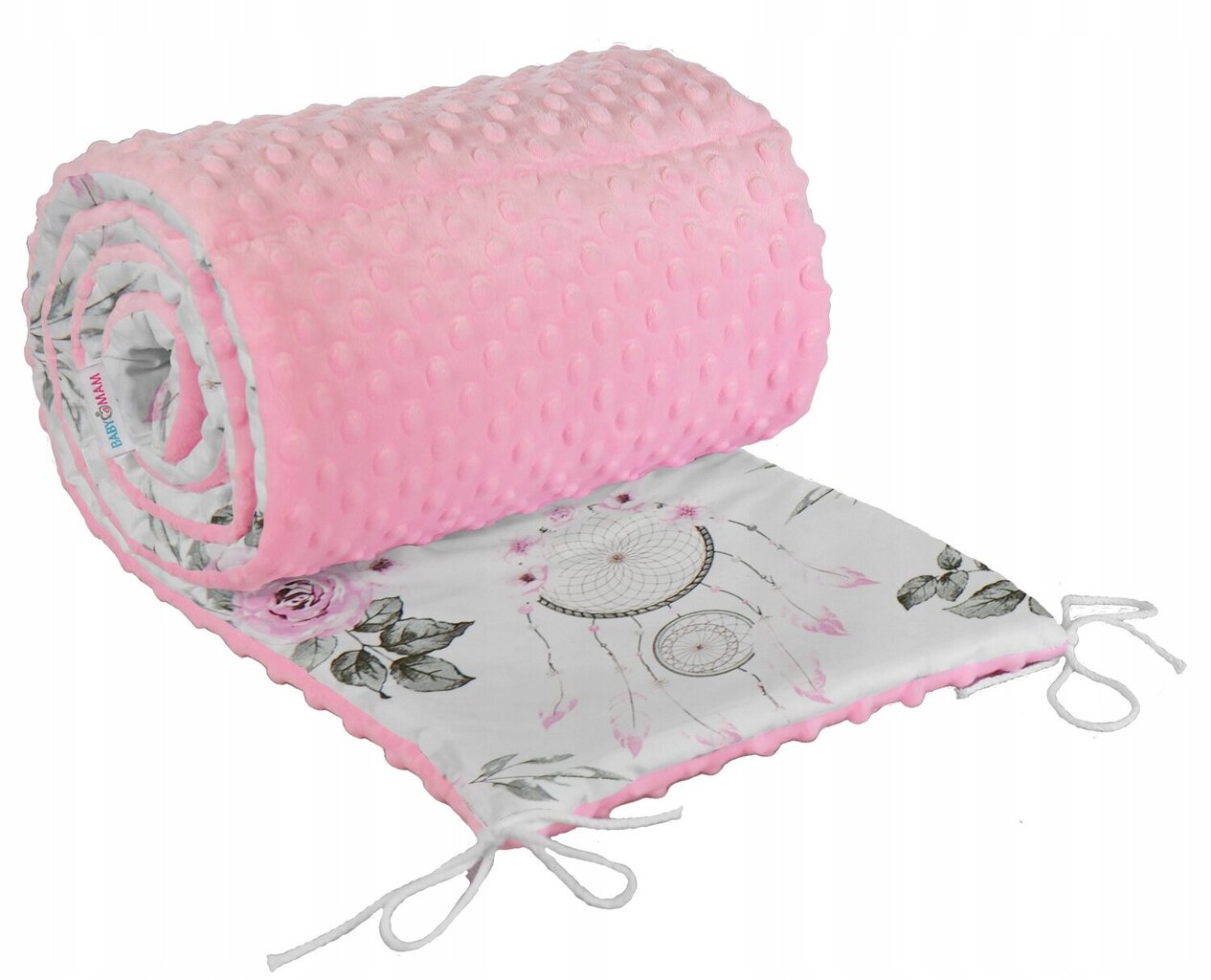 Mīksts bērnu gultiņas aizsargs Babymam 180x30 cm, rozā/balts цена и информация | Bērnu drošības preces | 220.lv