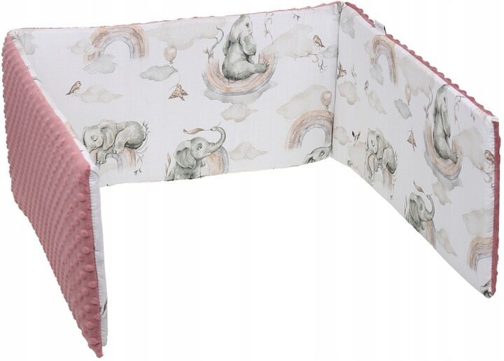 Bērnu gultiņas aizsargs Babymam 180x30 cm, rozā/balts cena un informācija | Bērnu drošības preces | 220.lv