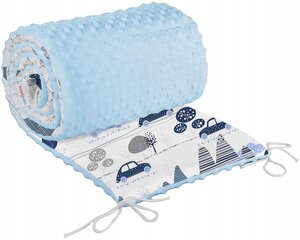 Bērnu gultiņas aizsargs Babymam 180x30 cm, zils/balts цена и информация | Товары для безопасности детей дома | 220.lv