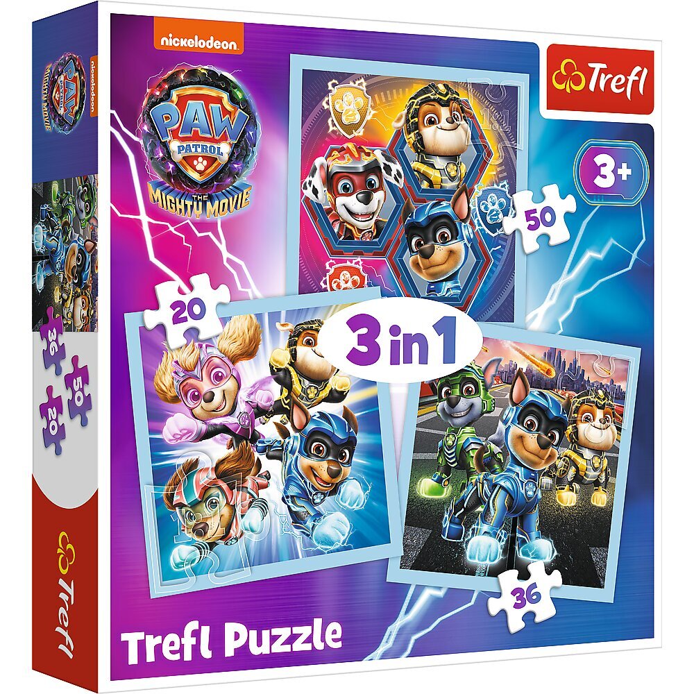 Pužļu komplekts 3in1 Tref Paw Patrol цена и информация | Puzles, 3D puzles | 220.lv