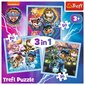 Pužļu komplekts 3in1 Tref Paw Patrol cena un informācija | Puzles, 3D puzles | 220.lv