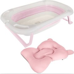 Salokāma bērnu vanniņa ar termometru un spilvenu, rozā cena un informācija | Mazuļa mazgāšana | 220.lv