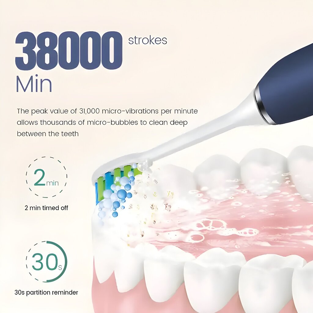 Elektriskā zobu birste ar 2 birstes galviņām, LIVMAN H-65 cena un informācija | Elektriskās zobu birstes | 220.lv
