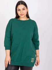 темно-зеленая хлопковая базовая блуза больших размеров с карманами цена и информация | Женские блузки, рубашки | 220.lv