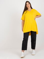 флуоресцентно-желтая гладкая толстовка больших размеров с коротким рукавом цена и информация | Женские блузки, рубашки | 220.lv