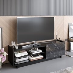TV statīvs Asir, 140x41,4x37,1 cm, melns cena un informācija | TV galdiņi | 220.lv