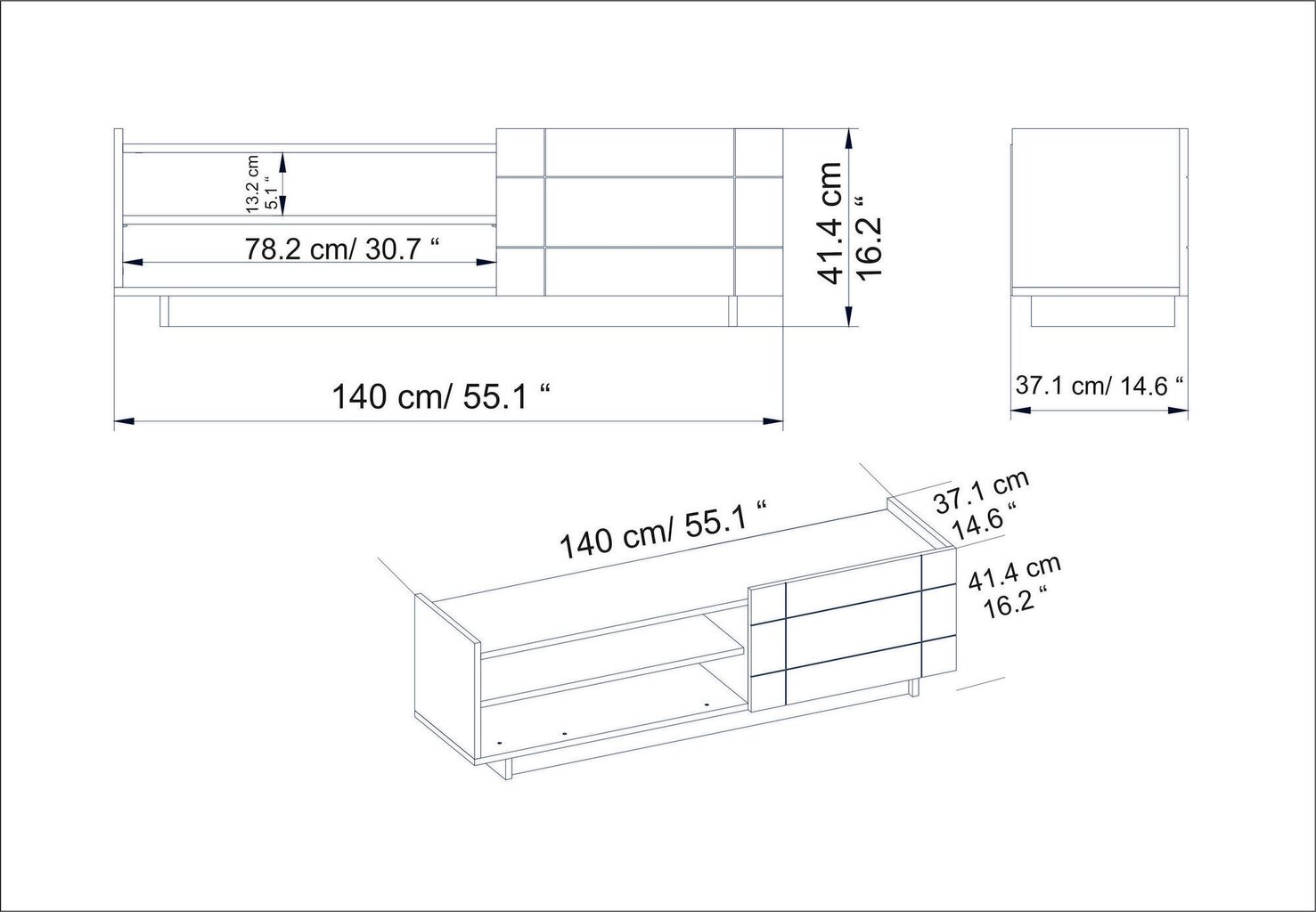 TV statīvs Asir, 140x41,4x37,1 cm, brūns cena un informācija | TV galdiņi | 220.lv