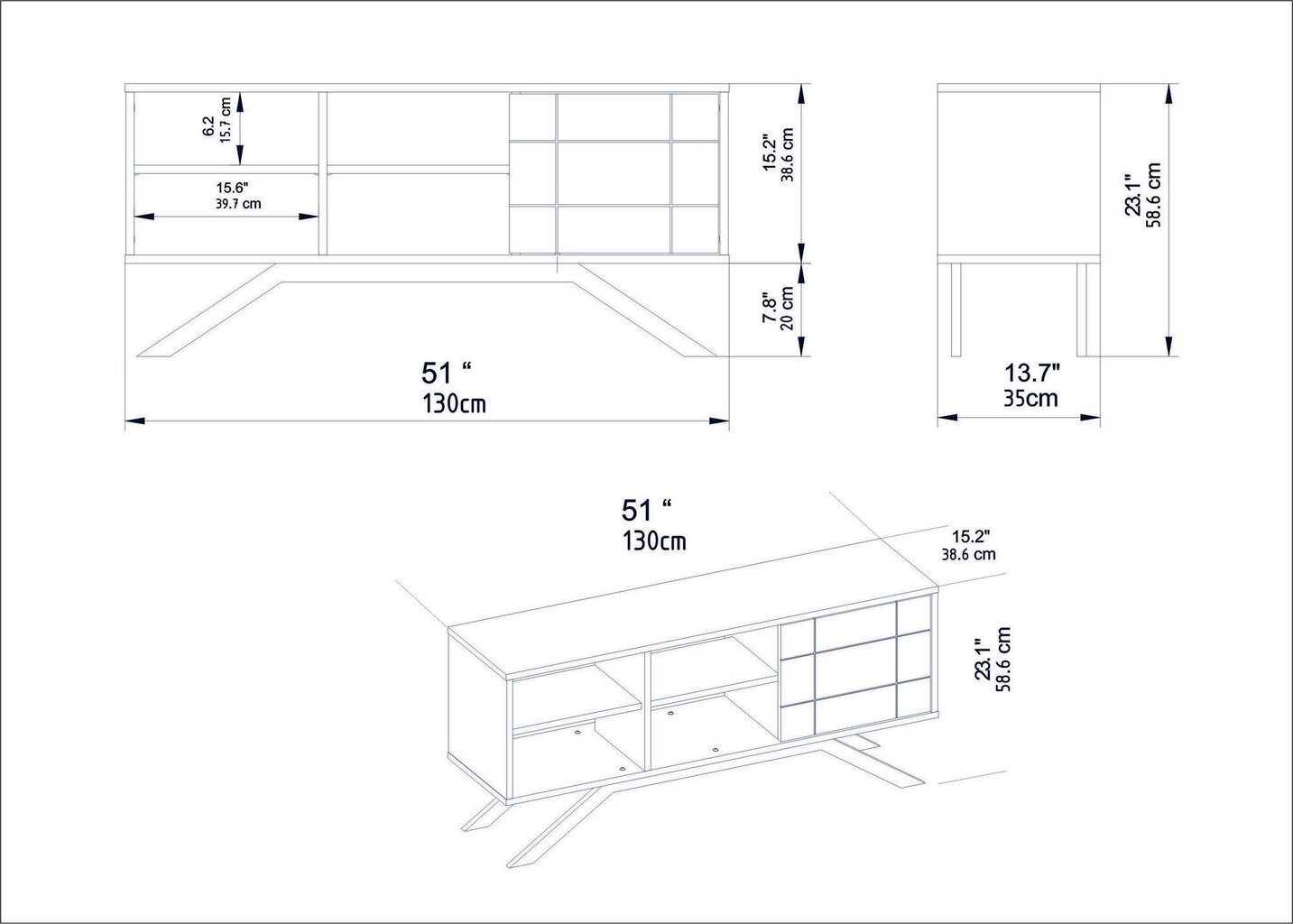 TV statīvs Asir, 130x38,6x58,6 cm, balts/zelts цена и информация | TV galdiņi | 220.lv