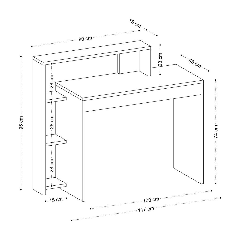 Mācību galds Asir, 95x117x45 cm, brūns cena un informācija | Datorgaldi, rakstāmgaldi, biroja galdi | 220.lv