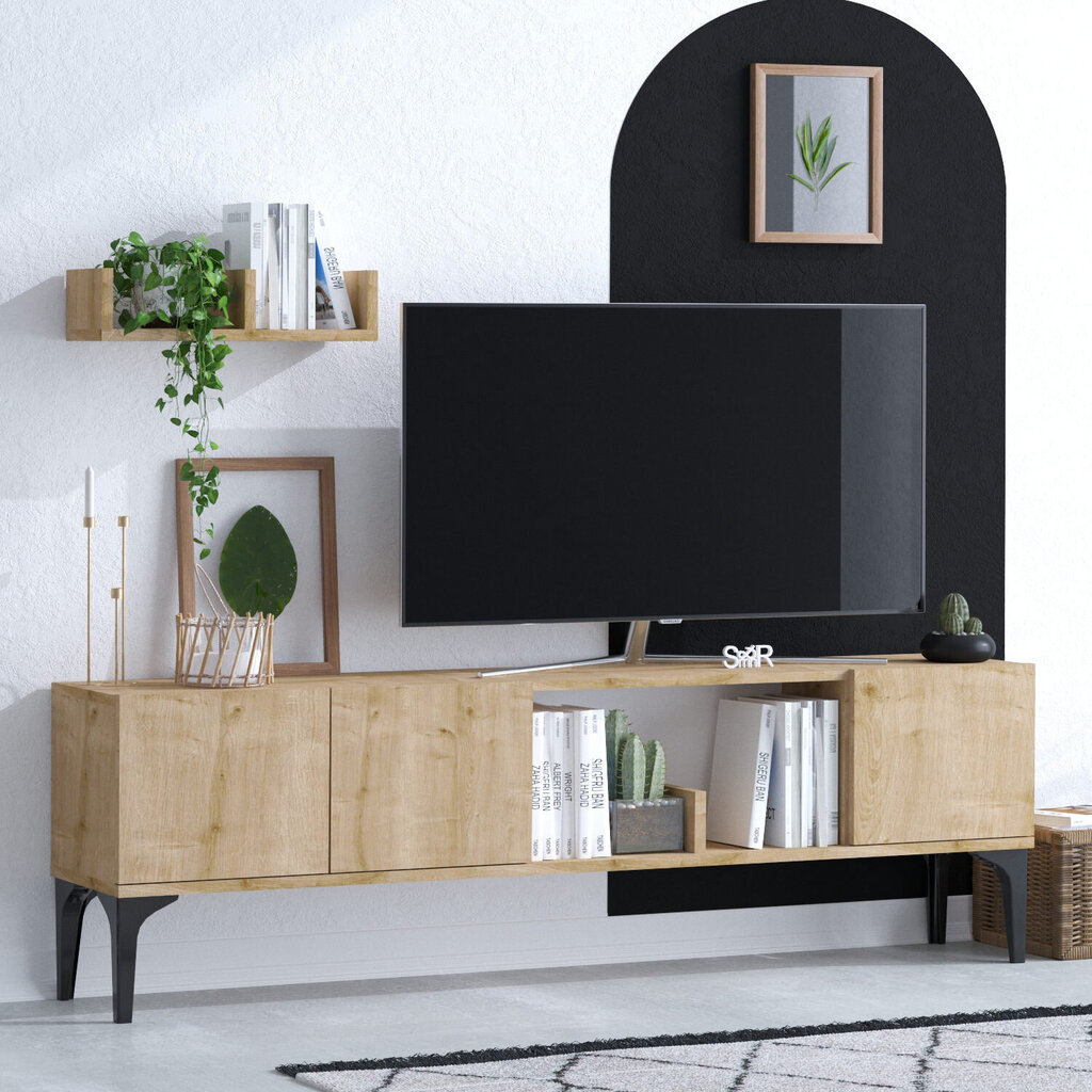 TV konsole Asir, 150x47x35 cm, brūns/melns цена и информация | TV galdiņi | 220.lv