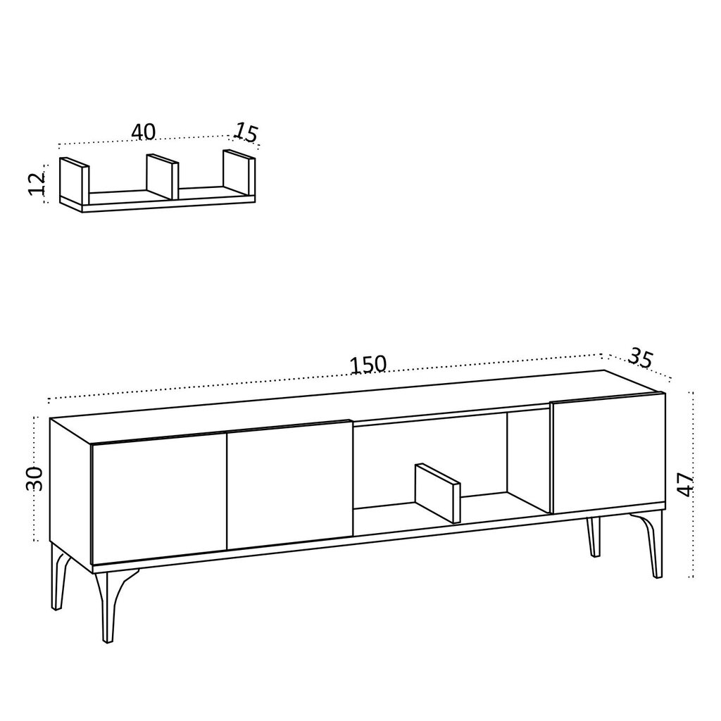 TV konsole Asir, 150x47x35 cm, brūns/melns цена и информация | TV galdiņi | 220.lv