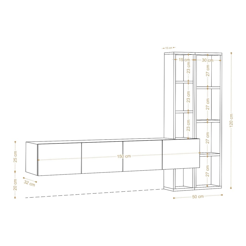 TV konsole Asir, 182x25x32 cm, balts/brūns цена и информация | TV galdiņi | 220.lv