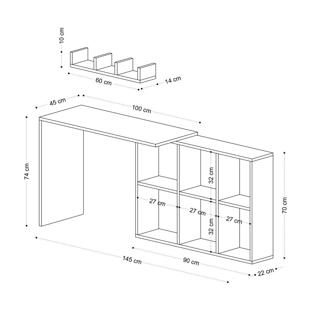 Mācību galds Asir, 74x145x45 cm, balts/brūns цена и информация | Datorgaldi, rakstāmgaldi, biroja galdi | 220.lv