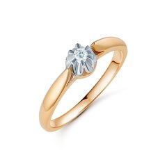 Золотое кольцо с бриллиантом 0,055ct 0000092900272 цена и информация | Кольца | 220.lv