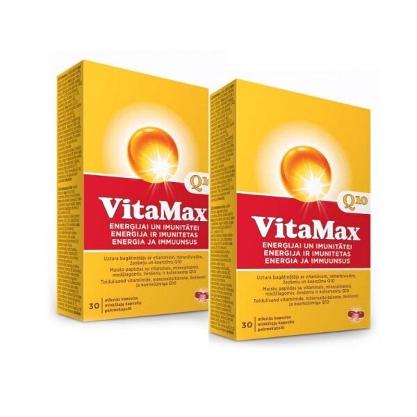 Uztura bagātinātājs Vitamax Q10, kapsulas N30 1+1 цена и информация | Vitamīni, preparāti, uztura bagātinātāji labsajūtai | 220.lv