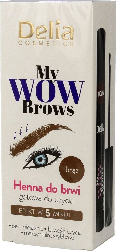 Henna uzacīm Delia My Wow Brows 4.0 Brown, 6 ml cena un informācija | Uzacu krāsas, zīmuļi | 220.lv