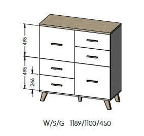 Kumode Cama Meble Lotta 110 2D4S, brūna/melna cena un informācija | Kumodes | 220.lv