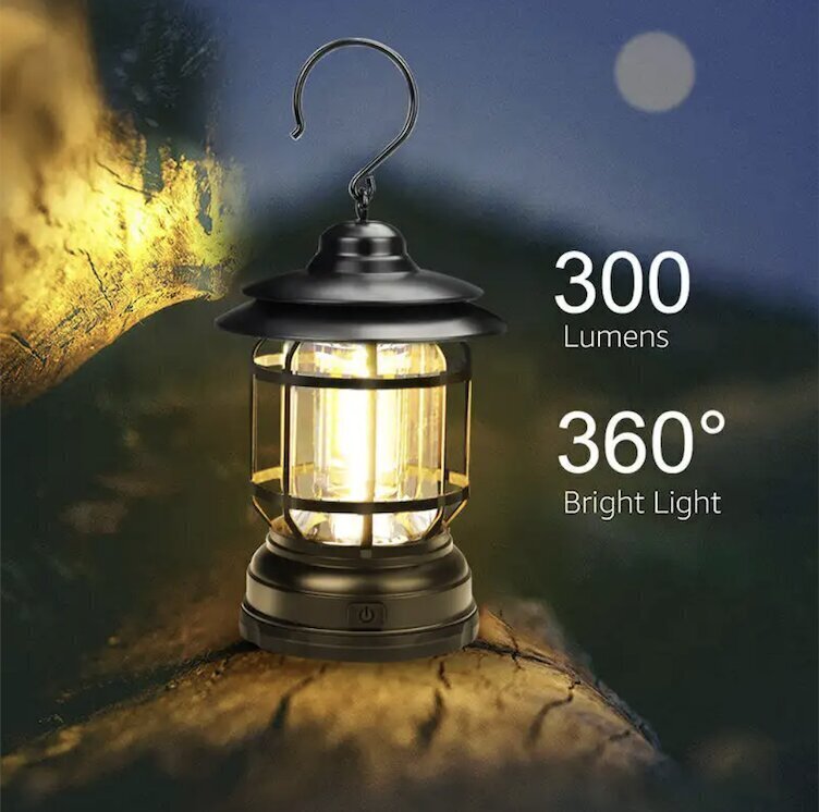 LED kempinga lampa ar metāla rokturi cena un informācija | Lukturi un prožektori | 220.lv