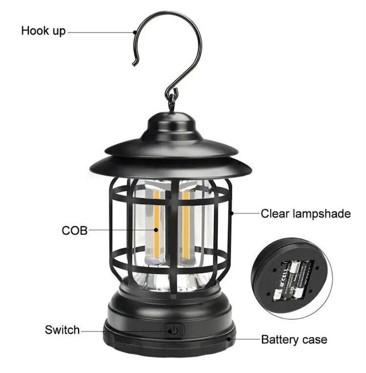 LED kempinga lampa ar metāla rokturi цена и информация | Lukturi un prožektori | 220.lv
