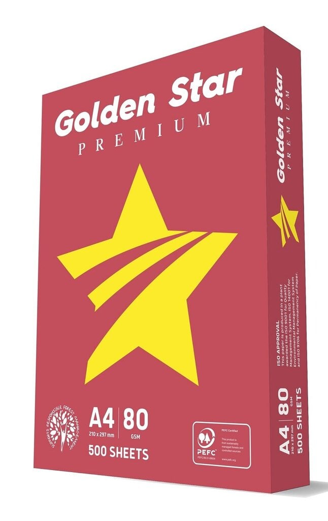 Biroja kopēšanas papīrs Golden Star Premium, A4, 500 loksnes cena un informācija | Burtnīcas un papīra preces | 220.lv