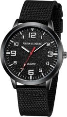 Нарученные часы jages, 3 банкомата водонепроницаемые часы Unisex Unisex, повседневные кварцевые часы, спортивные наручные часы с нейлоновым/кожаным браслетом (все черное), браслет B0991P76S2 цена и информация | Мужские часы | 220.lv
