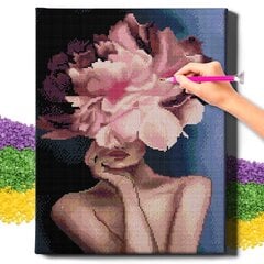 Dimantu mozaīka Dāma ar ziedu Oh Art!, 20x30 cm cena un informācija | Dimantu mozaīkas | 220.lv