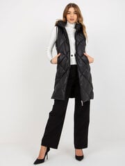 melna eko-ādas garā veste ar kapuci cena un informācija | Sieviešu vestes | 220.lv