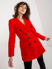 женский красный двубортный пиджак с поясом цена и информация | Женские пальто | 220.lv