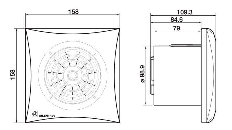 Vannas istabas ventilators Soler&Palau -100 CZ ar ļoti klusu darbību cena un informācija | Ventilatori | 220.lv