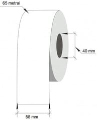 Клейкая сплошная этикетка для весов LINERLESS, 1-58x65 м/40 мм, Thermal Top, белая цена и информация | Тетради и бумажные товары | 220.lv