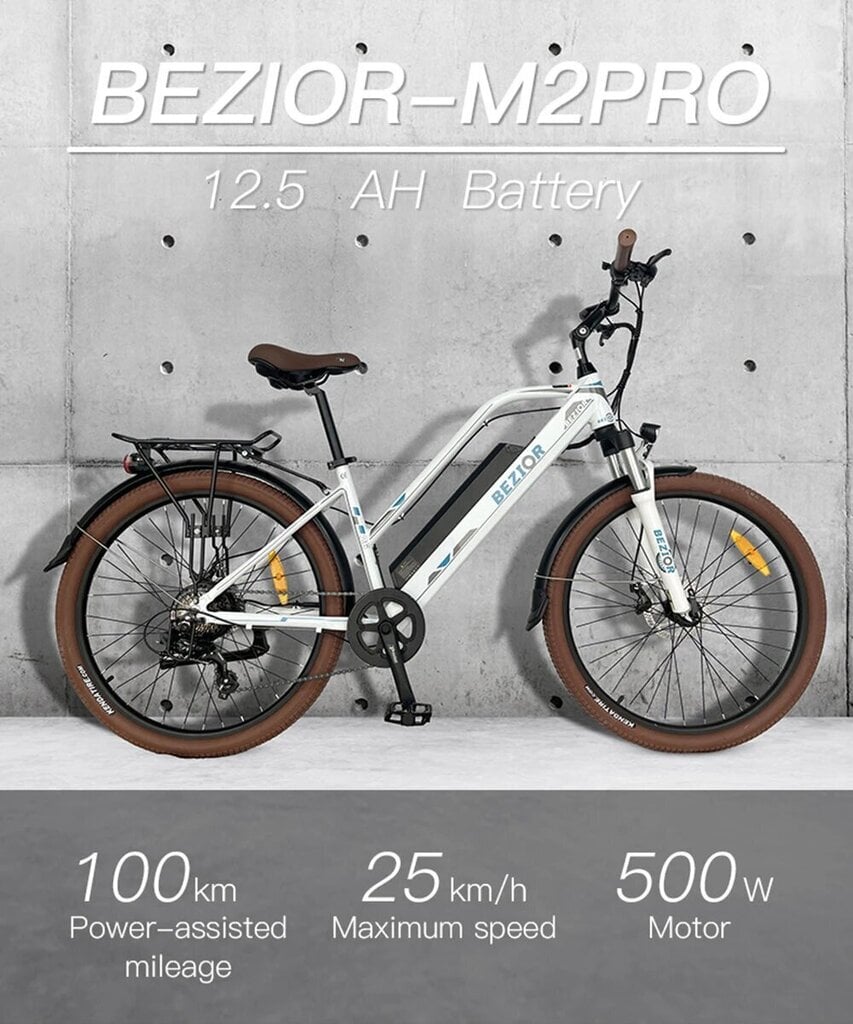 Elektriskais velosipēds Bezior M2 PRO, balts cena un informācija | Elektrovelosipēdi | 220.lv