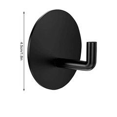 Крючок клейкий круглый, цвет черный, нержавеющая сталь, 2 шт. цена и информация | Аксессуары для ванной комнаты | 220.lv