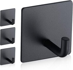 Крючок клейкий квадратный, цвет черный, нержавеющая сталь, 1 шт. цена и информация | Аксессуары для ванной комнаты | 220.lv